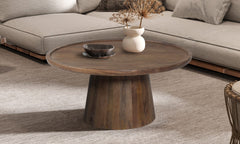 JULES – Table Basse Ronde en Bois de Manguier Brun clair – 80 x 36 cm