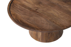 JULES – Table Basse Ronde en Bois de Manguier Brun clair – 80 x 36 cm