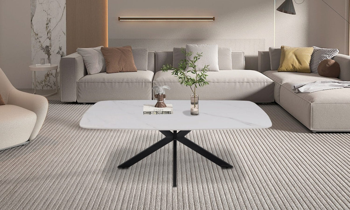 APOLLO – Table basse Ovale en Pierre – 130 x 70 cm