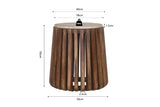 LUUK – Table basse Ronde en Bois de Manguier Effet Travertin – 40 cm