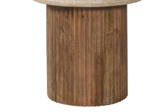 LOUIS – Table Basse en Bois de Manguier Effet Travertin Beige – 50 cm