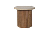 LOUIS – Table Basse en Bois de Manguier Effet Travertin Beige – 50 cm