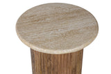 LOUIS – Table Basse en Bois de Manguier Effet Travertin Beige – 50 cm