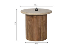 LOUIS – Table Basse en Bois de Manguier Effet Travertin Beige – 50 cm