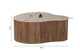 PAUL – Table Basse en Bois de Manguier et Travertin véritable – 83 cm