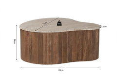 PAUL – Table Basse en Bois de Manguier et Travertin véritable – 83 cm