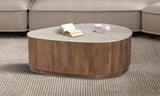 NOLAN – Table Basse en Bois de Manguier et Travertin véritable – 100 cm