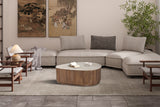 NOLAN – Table Basse en Bois de Manguier et Travertin véritable – 100 cm