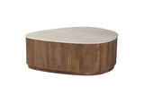 NOLAN – Table Basse en Bois de Manguier et Travertin véritable – 100 cm