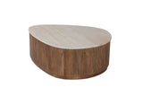 NOLAN – Table Basse en Bois de Manguier et Travertin véritable – 100 cm