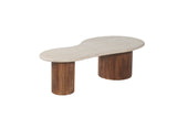 MARLON – Table Basse en Bois de Manguier et Travertin véritable – 120 cm