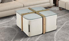 SHANA – Table Basse Effet Chêne Vieilli – 90 x 90 cm