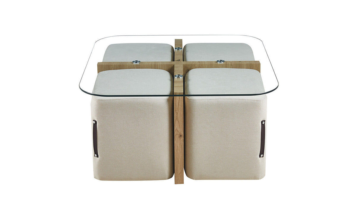 SHANA – Table Basse Effet Chêne Vieilli – 90 x 90 cm