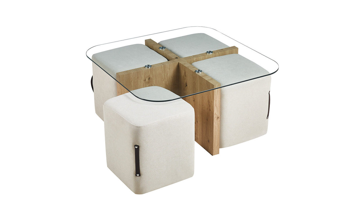 SHANA – Table Basse Effet Chêne Vieilli – 90 x 90 cm