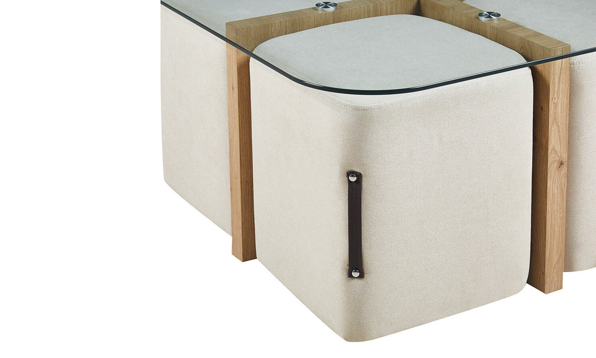 SHANA – Table Basse Effet Chêne Vieilli – 90 x 90 cm