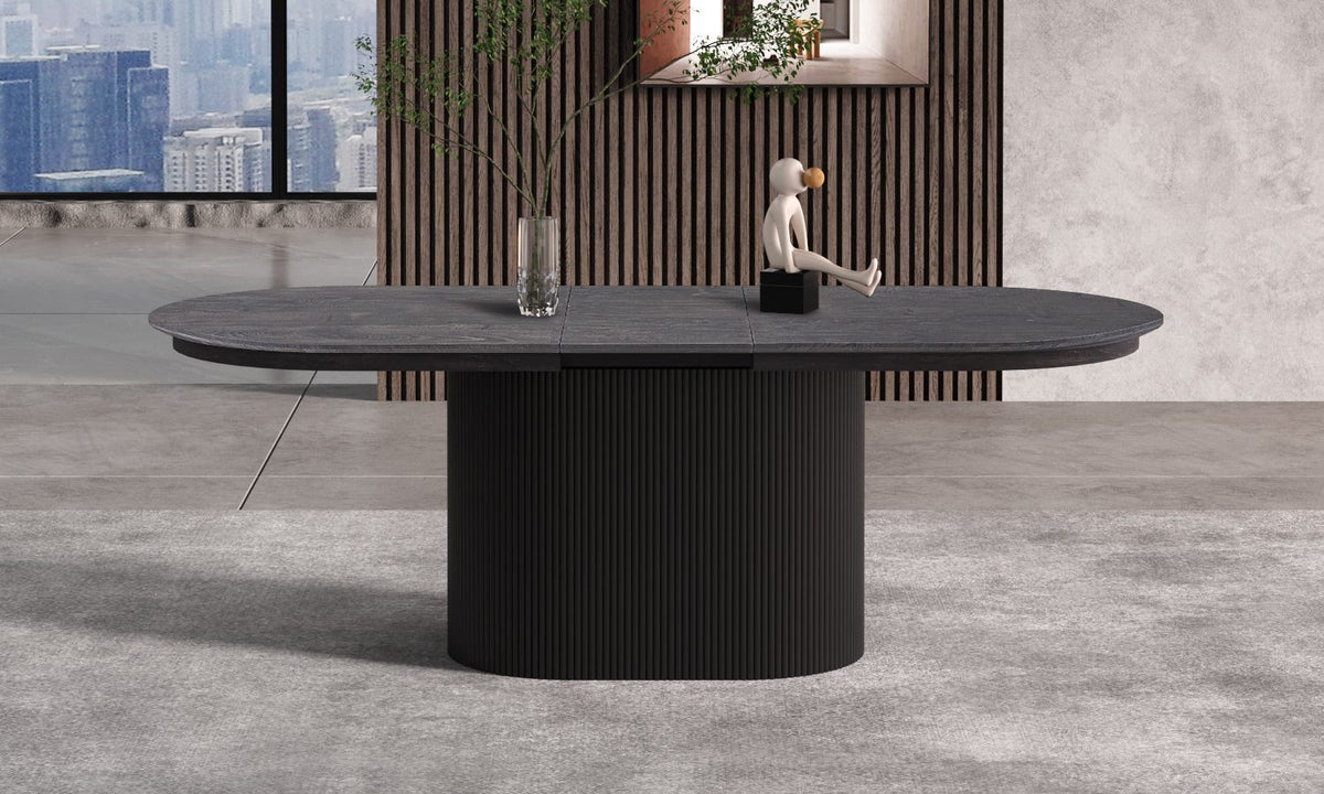 LAGOS – Table Extensible Ovale Effet Brun Foncé – 180-220 cm
