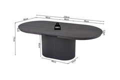 LAGOS – Table Extensible Ovale Effet Brun Foncé – 180-220 cm