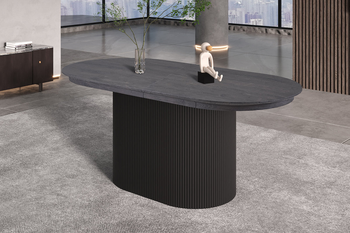 LAGOS – Table Extensible Ovale Effet Brun Foncé – 180-220 cm