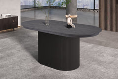LAGOS – Table Extensible Ovale Effet Brun Foncé – 180-220 cm
