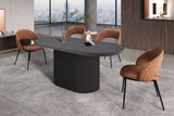 LAGOS – Table Extensible Ovale Effet Brun Foncé – 180-220 cm