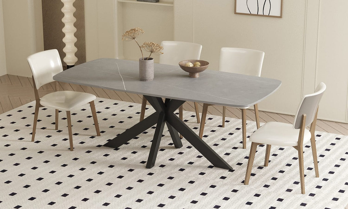 APOLLO – Table à manger Ovale en Pierre Blanc – 180 x 90 cm