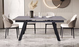 HERA – Table à Manger Extensible Rectangulaire Plateau en Pierre – 160 à 240 cm