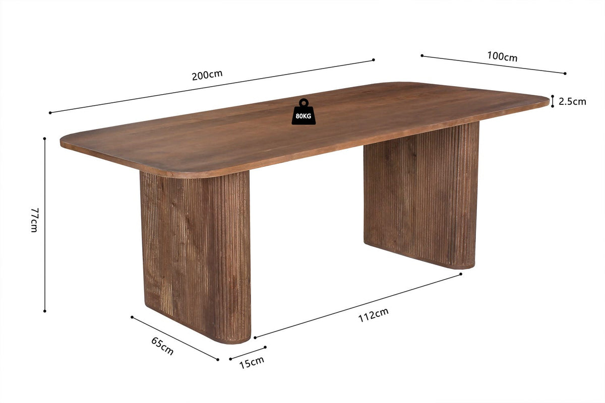 JEAN – Table à Manger en Bois de Manguier Brun Clair – 100 x 200 cm