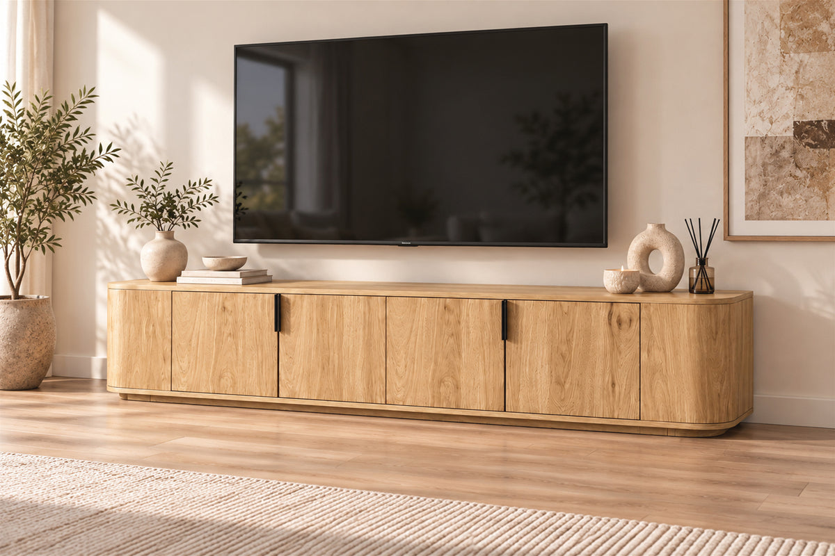 PORTO – Meuble TV décor chêne naturel – 180 cm