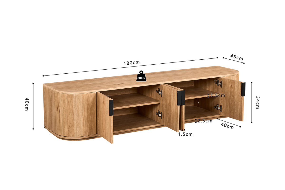 PORTO – Meuble TV décor chêne naturel – 180 cm