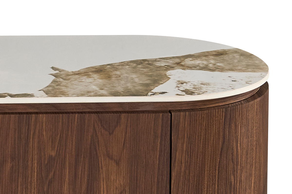 TOMAR – Bahut chêne fumé et pierre brillante Pandora – 200 cm