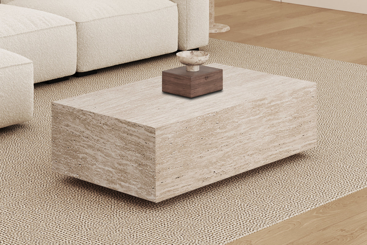 JACKY – Table basse décor travertin beige