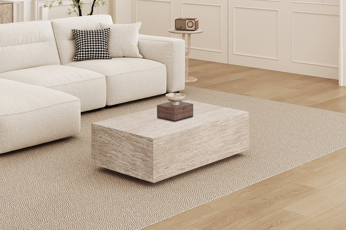 JACKY – Table basse décor travertin beige