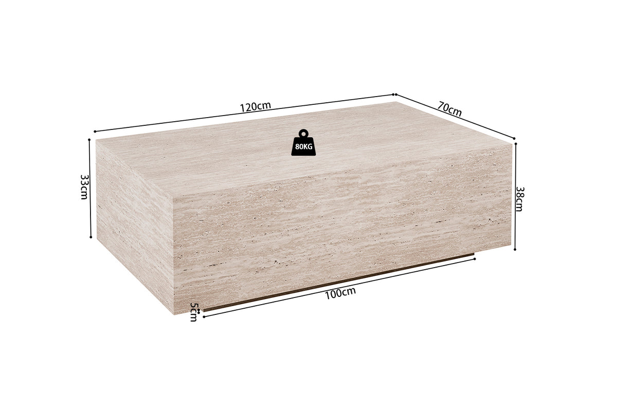 JACKY – Table basse décor travertin beige