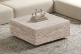 JANE – Table basse décor travertin beige – 90 x 90 cm