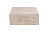 JANE – Table basse décor travertin beige – 90 x 90 cm