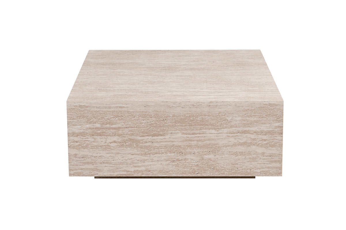 JANE – Table basse décor travertin beige – 90 x 90 cm
