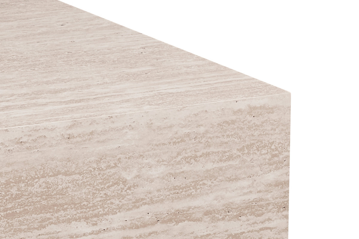 JANE – Table basse décor travertin beige – 90 x 90 cm