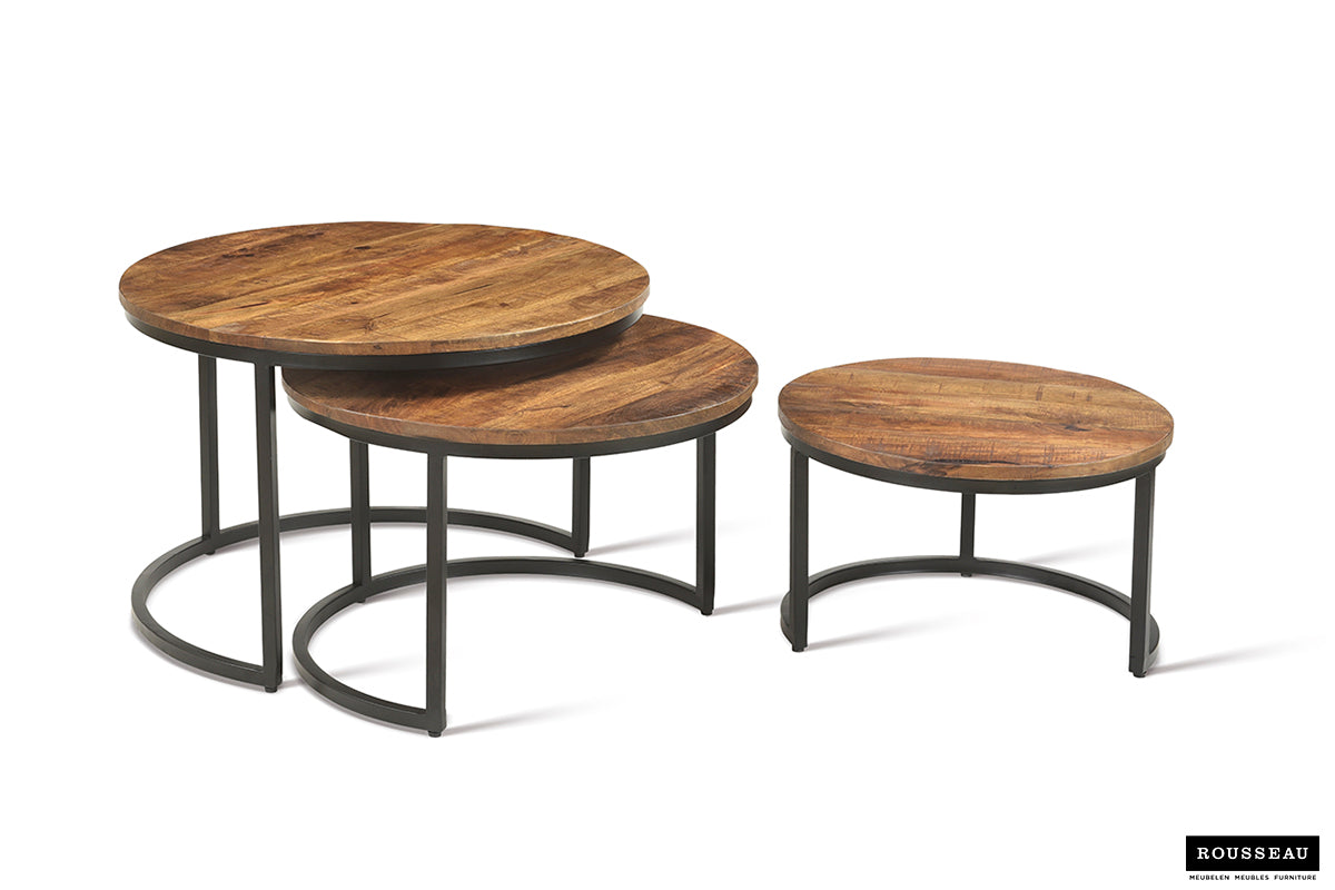ARNOD – Set de 3 tables basses en bois de manguier