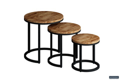 PLANO – Set de 3 tables d'appoint en bois de manguier