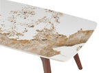 ALMA – Table basse pierre brillante Pandora, pied noyer – 120 x 60 cm