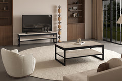 AXELLE – Table basse à plateau relevable effet pierre brillante
