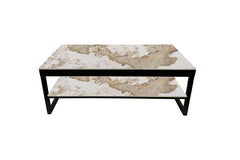 AXELLE – Table basse à plateau relevable effet pierre brillante