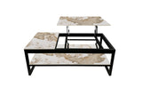 AXELLE – Table basse à plateau relevable effet pierre brillante