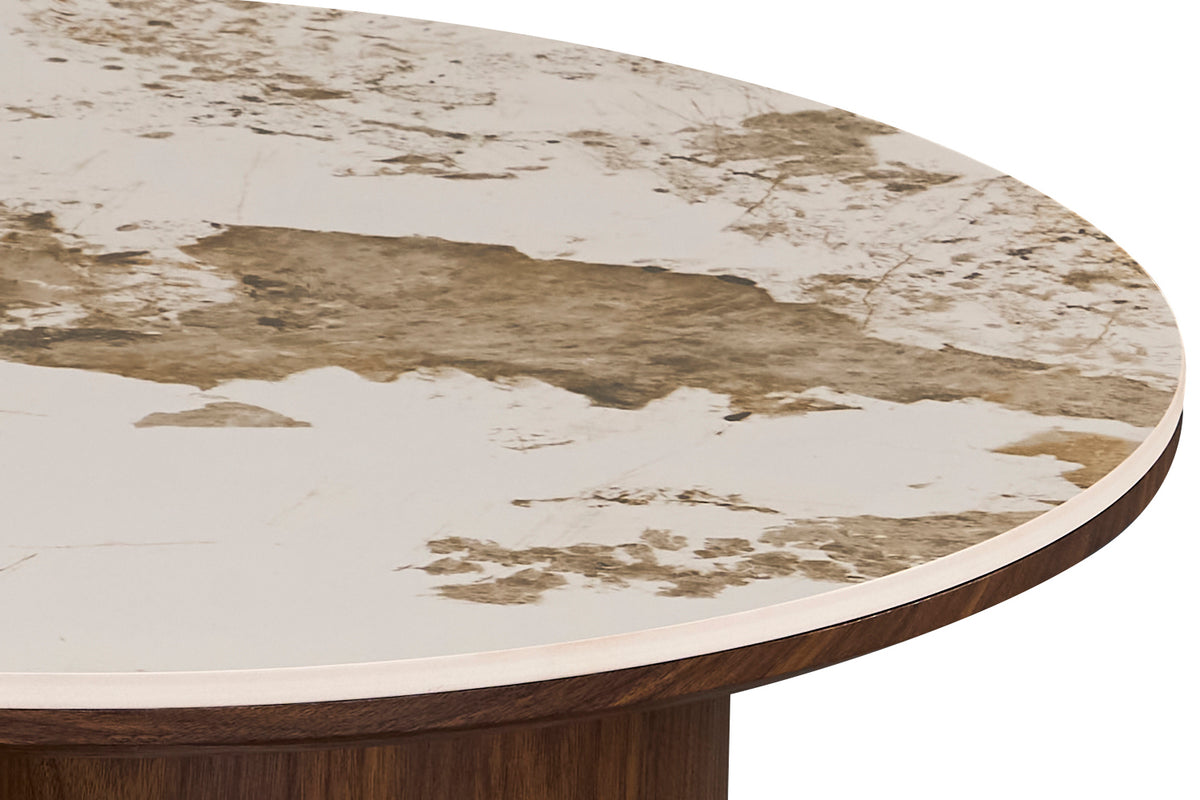 TOMAR – Table basse ovale chêne fumé et pierre brillante Pandora