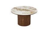 TOMAR – Set de tables basses rondes chêne fumé et pierre Pandora
