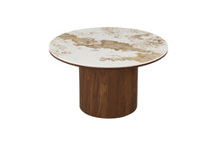 TOMAR – Set de tables basses rondes chêne fumé et pierre Pandora