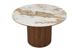 TOMAR – Set de tables basses rondes chêne fumé et pierre Pandora
