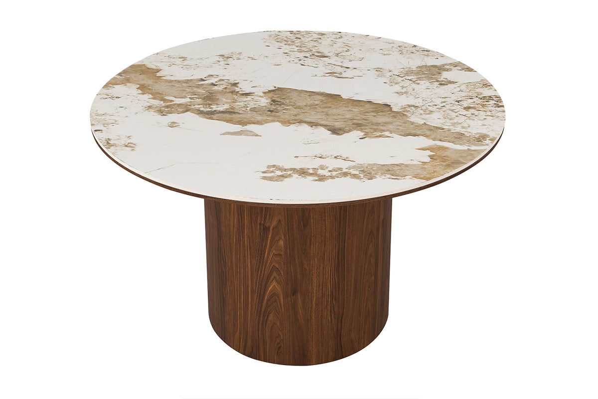 TOMAR – Set de tables basses rondes chêne fumé et pierre Pandora