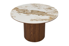TOMAR – Set de tables basses rondes chêne fumé et pierre Pandora