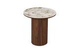 TOMAR – Set de tables basses rondes chêne fumé et pierre Pandora